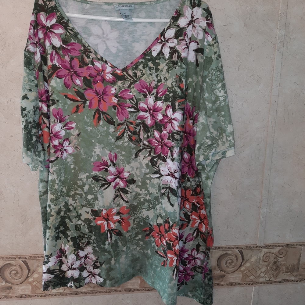 Women's 4x Floral Print Top